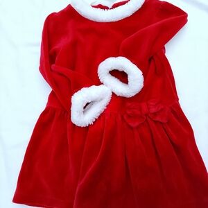 Gymboree Red Velvet & White Trim Santa Claus Christmas Dress Size 2 T